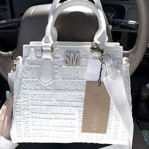 Steve Madden logo purse white new with tags